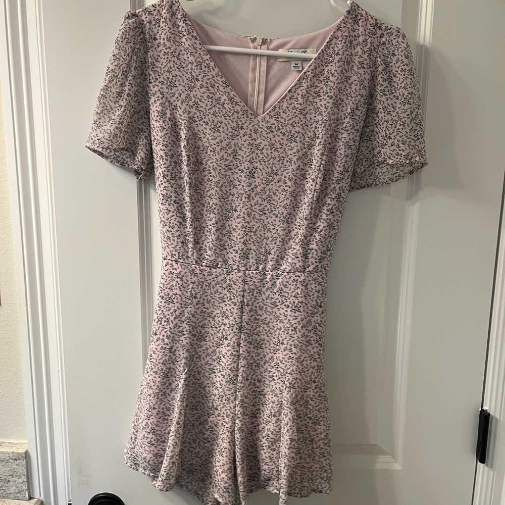 Pink Floral Short Sleeve Romper